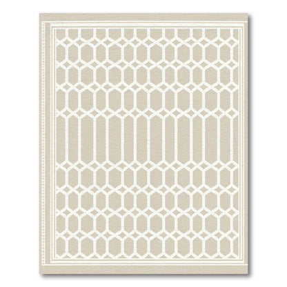 Light Beige White Geometric Lattice Rug