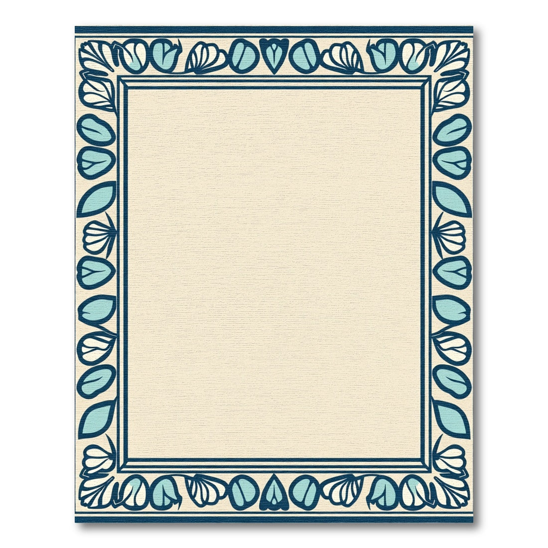 Aqua Blue Botanical Border Rug