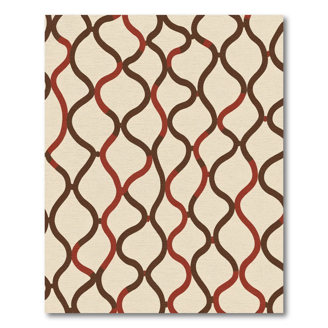 Red Brown Interlocking Wave Rug