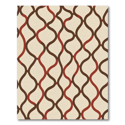 Red Brown Interlocking Wave Rug