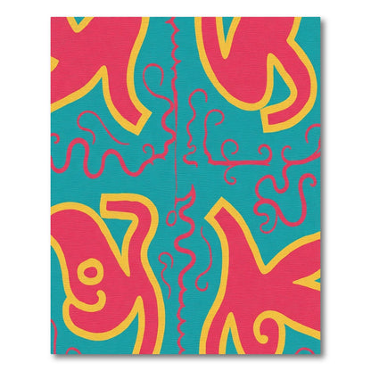 Bright Pink Yellow Teal Abstract Swirls Rug