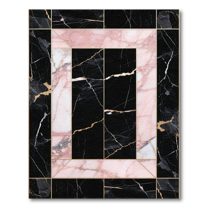 Pink Marble Geometric Frame Area Rug
