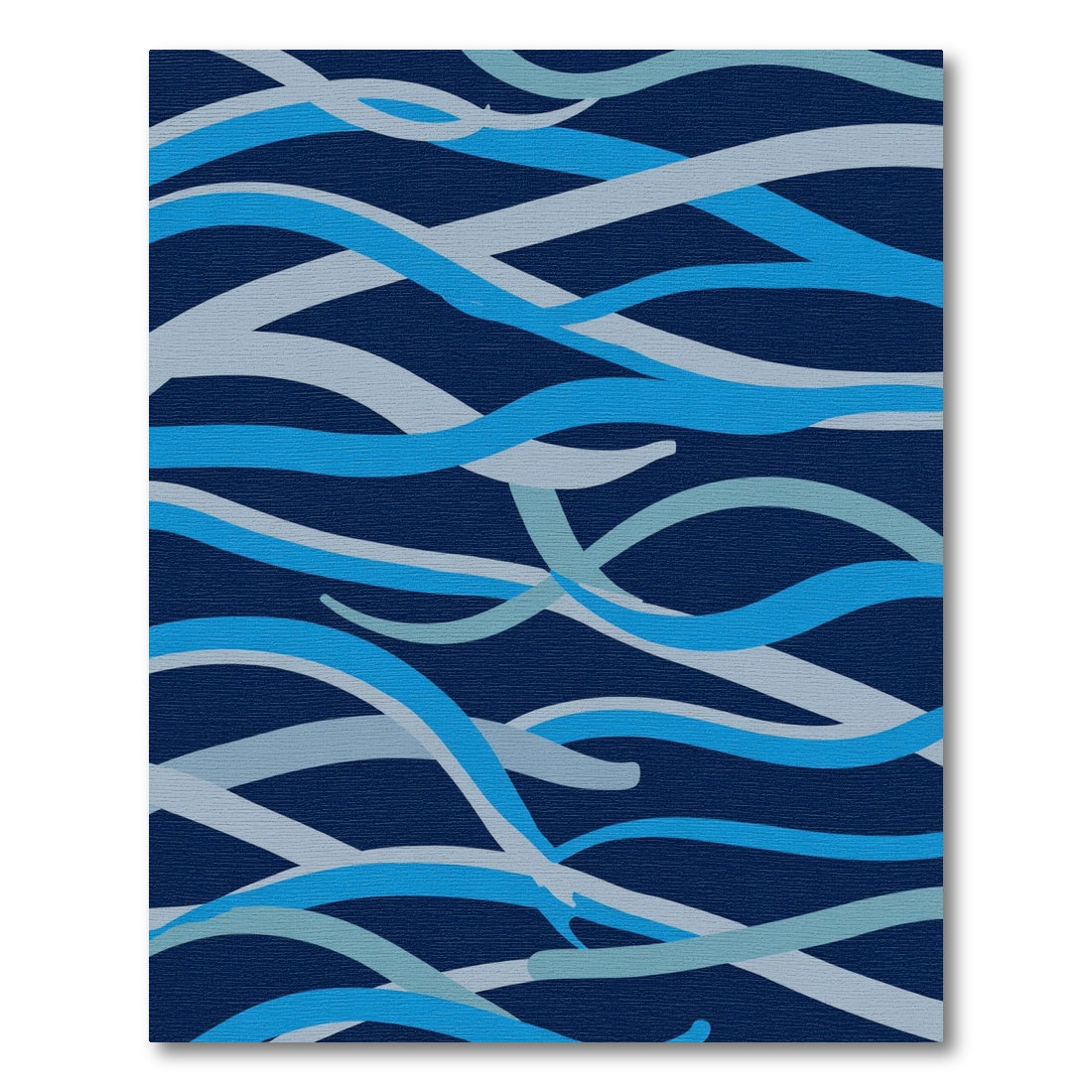 Navy Blue Abstract Wave Ribbon Rug