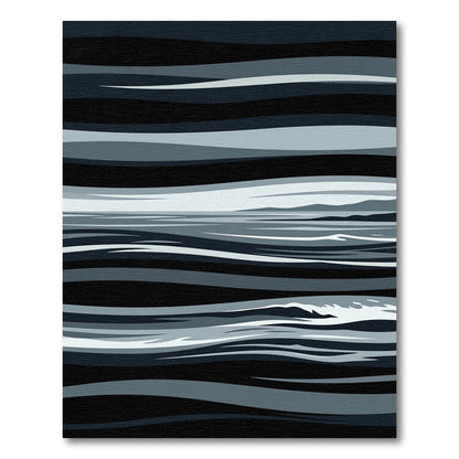 Monochromatic Abstract Wave Horizon Rug