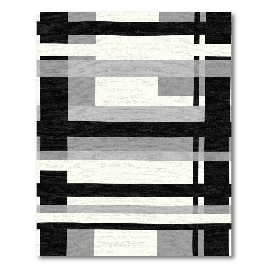Monochrome Geometric Block Stripe Rug