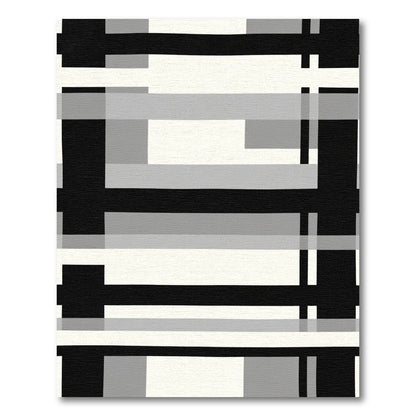 Monochrome Geometric Block Stripe Rug