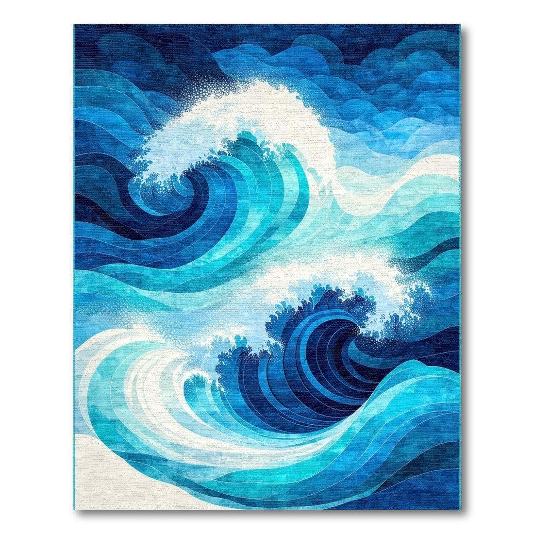 Dynamic Navy Crashing Waves Rug