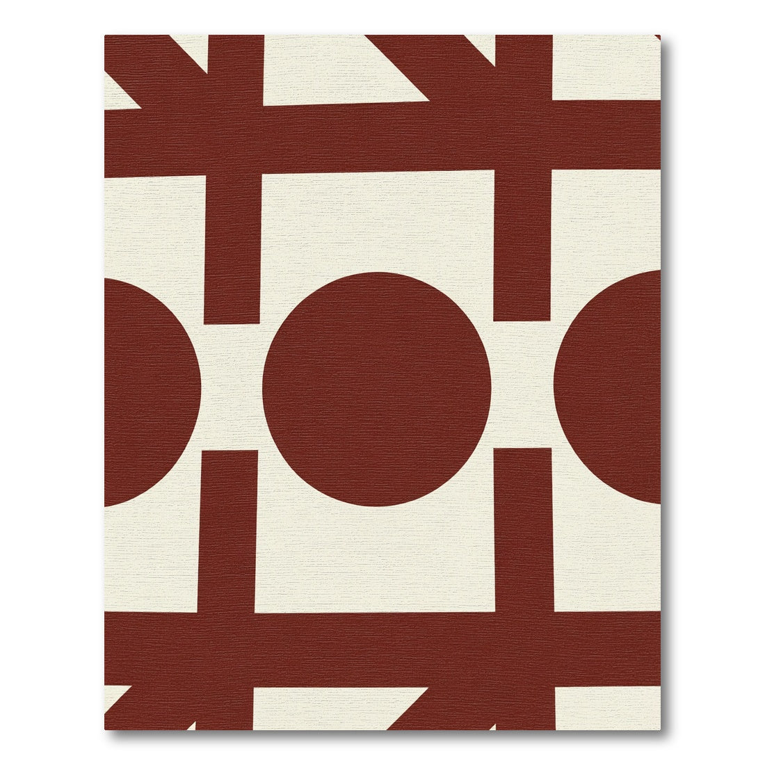 Deep Red Geometric Circles Lattice Rug
