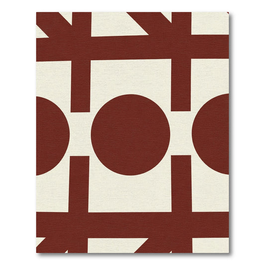 Deep Red Geometric Circles Lattice Rug