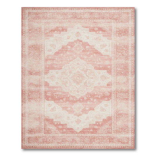 Pink Distressed Vintage Medallion Distressed Vintage Rug