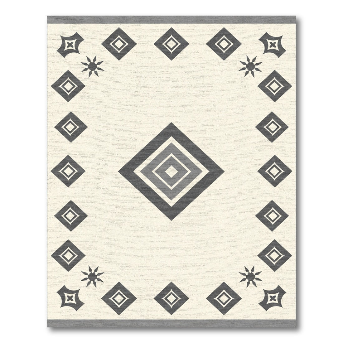 Neutral Gray Diamond Border Accents Rug