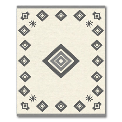 Neutral Gray Diamond Border Accents Rug