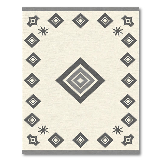 Neutral Gray Diamond Border Accents Rug