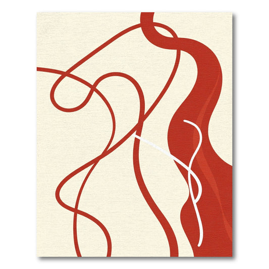 Crimson Abstract Ribbon Swirl Rug