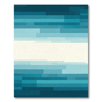 Aqua Gradient Horizontal Rectangles Rug