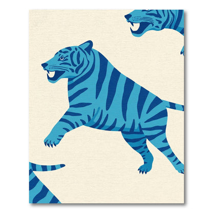 Blue Roaming Tiger Stripes Rug