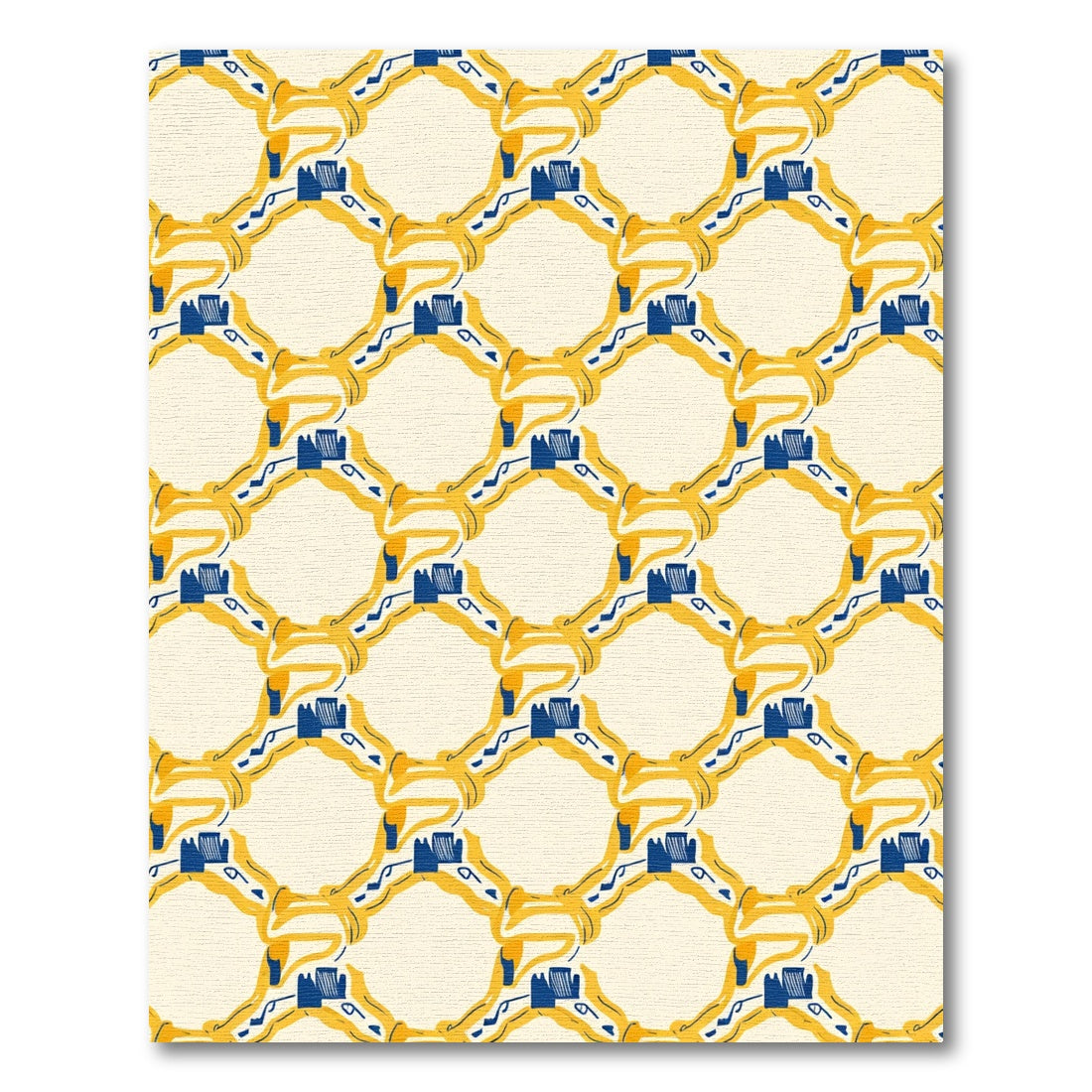 Golden Yellow Interlocking Diamond Shapes Rug