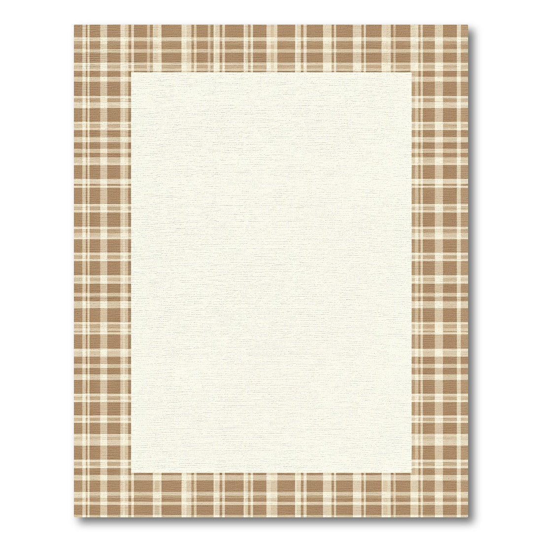 Brown and Beige Plaid Border Rug