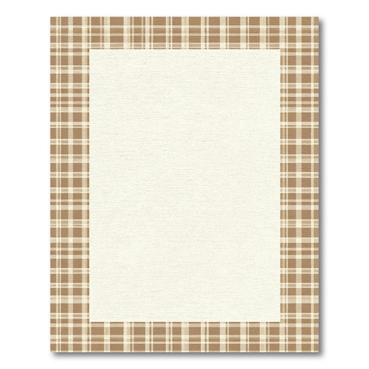 Brown and Beige Plaid Border Rug