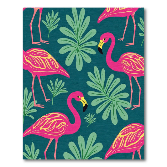 Hot Pink Flamingo Tropical Foliage Rug