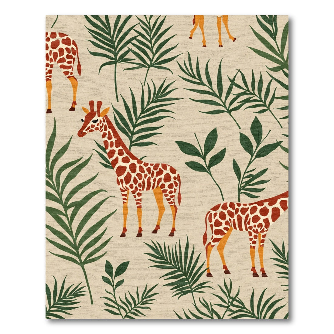 Giraffes Amidst Tropical Greenery Rug