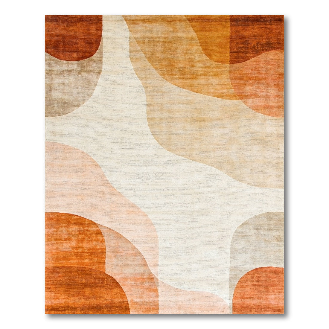 Warm Orange Abstract Wave Area Rug