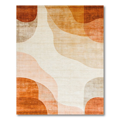 Warm Orange Abstract Wave Area Rug