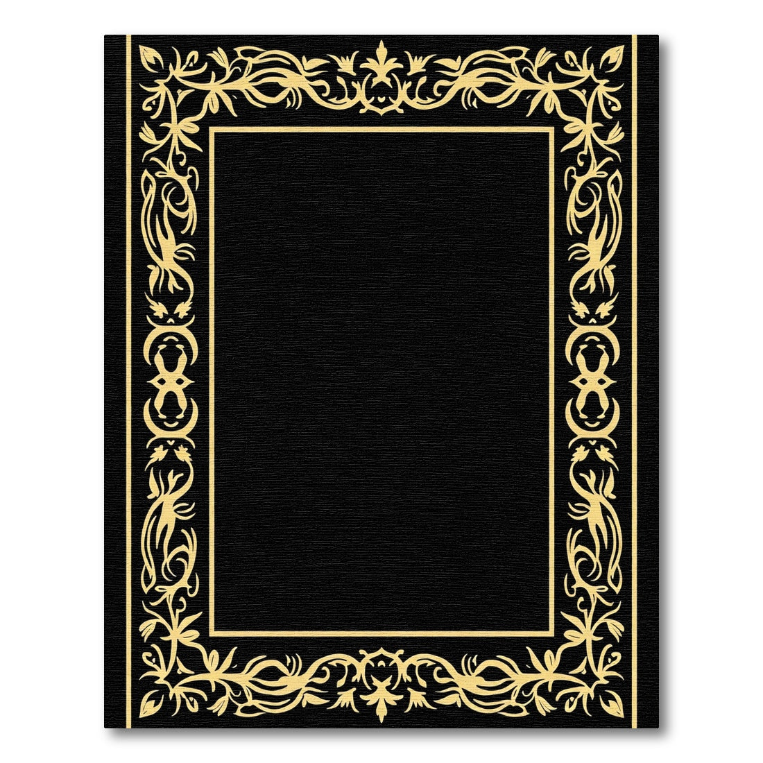 Ornate Scrollwork Golden Border Rug