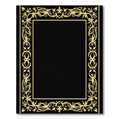 Ornate Scrollwork Golden Border Rug