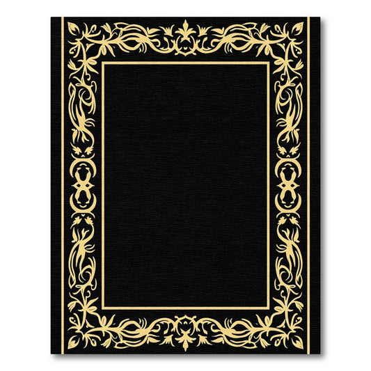 Ornate Scrollwork Golden Border Rug