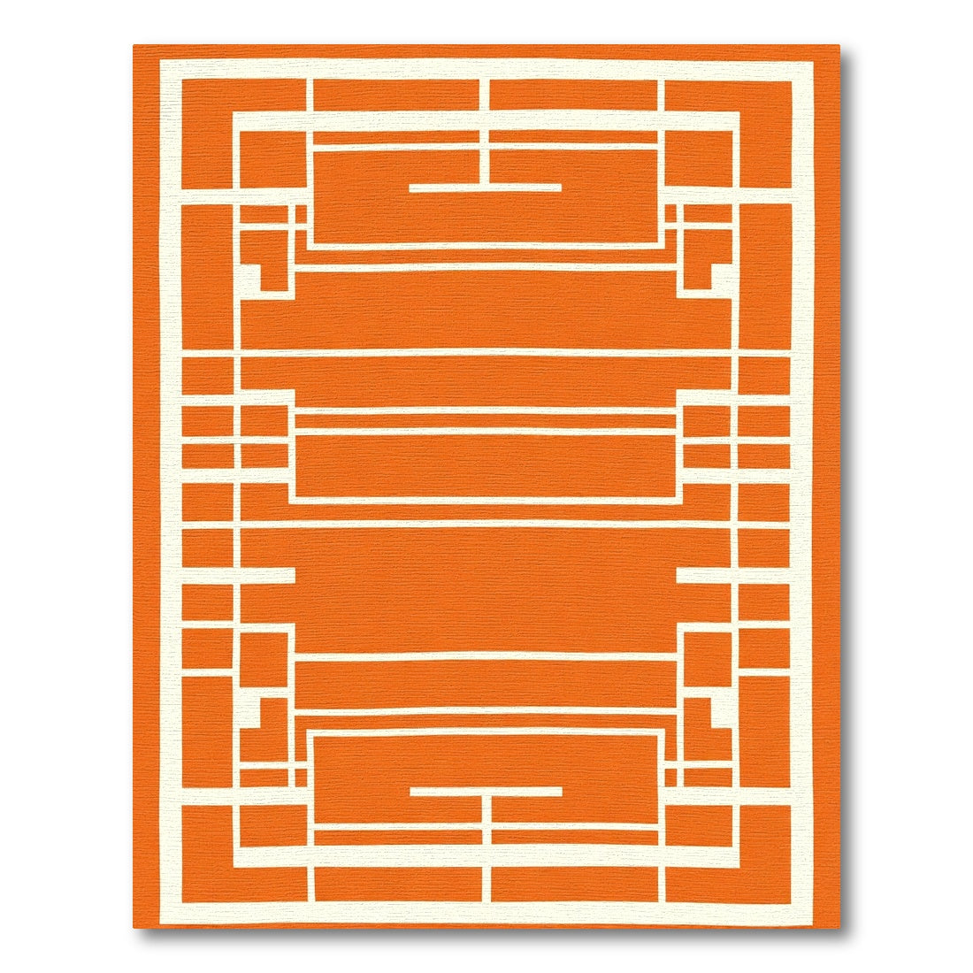 Bold Orange Geometric Block Rug