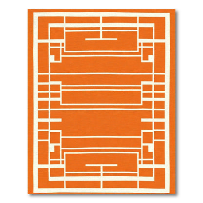 Bold Orange Geometric Block Rug