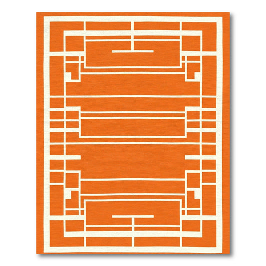 Bold Orange Geometric Block Rug