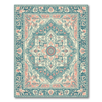 Teal Medallion Traditional Persian Traditional Persian Area Rug