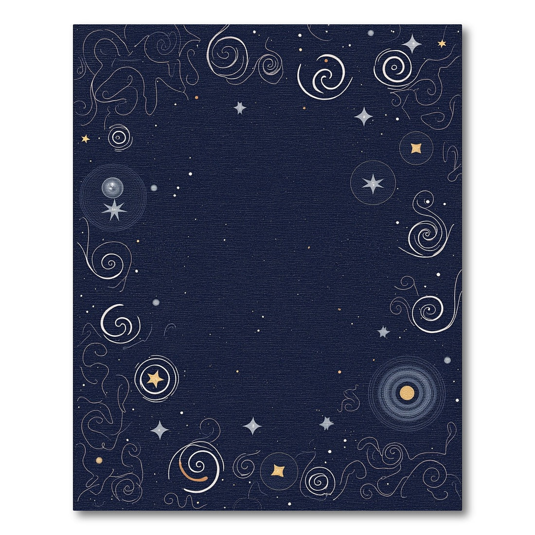 Cosmic Swirls and Stars Indigo Rug