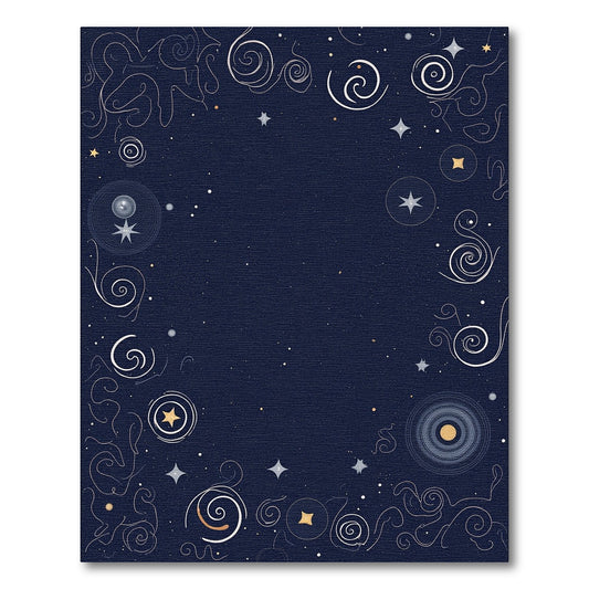 Cosmic Swirls and Stars Indigo Rug