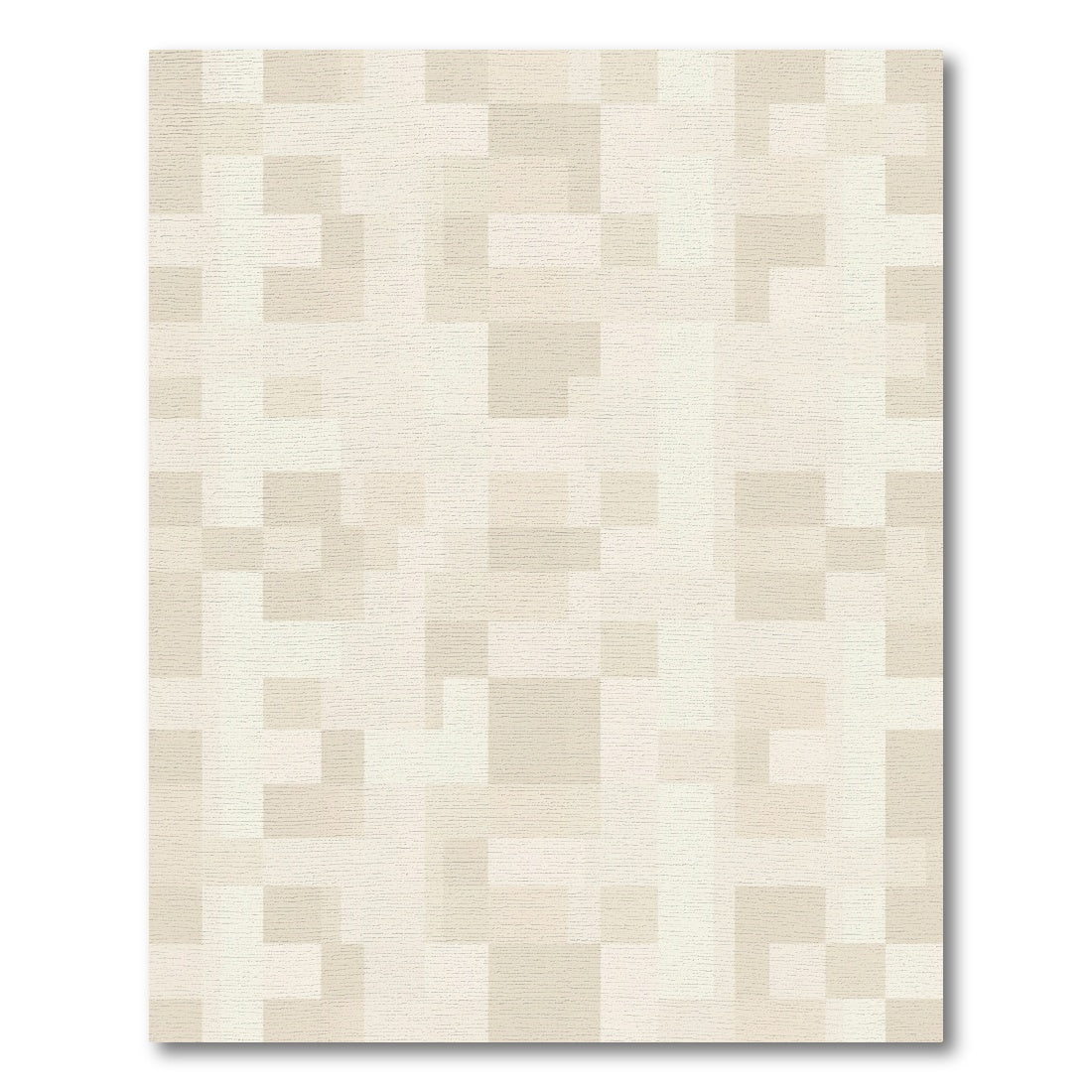 Neutral Beige Geometric Block Rug