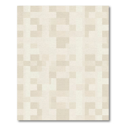 Neutral Beige Geometric Block Rug