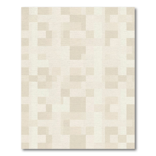 Neutral Beige Geometric Block Rug