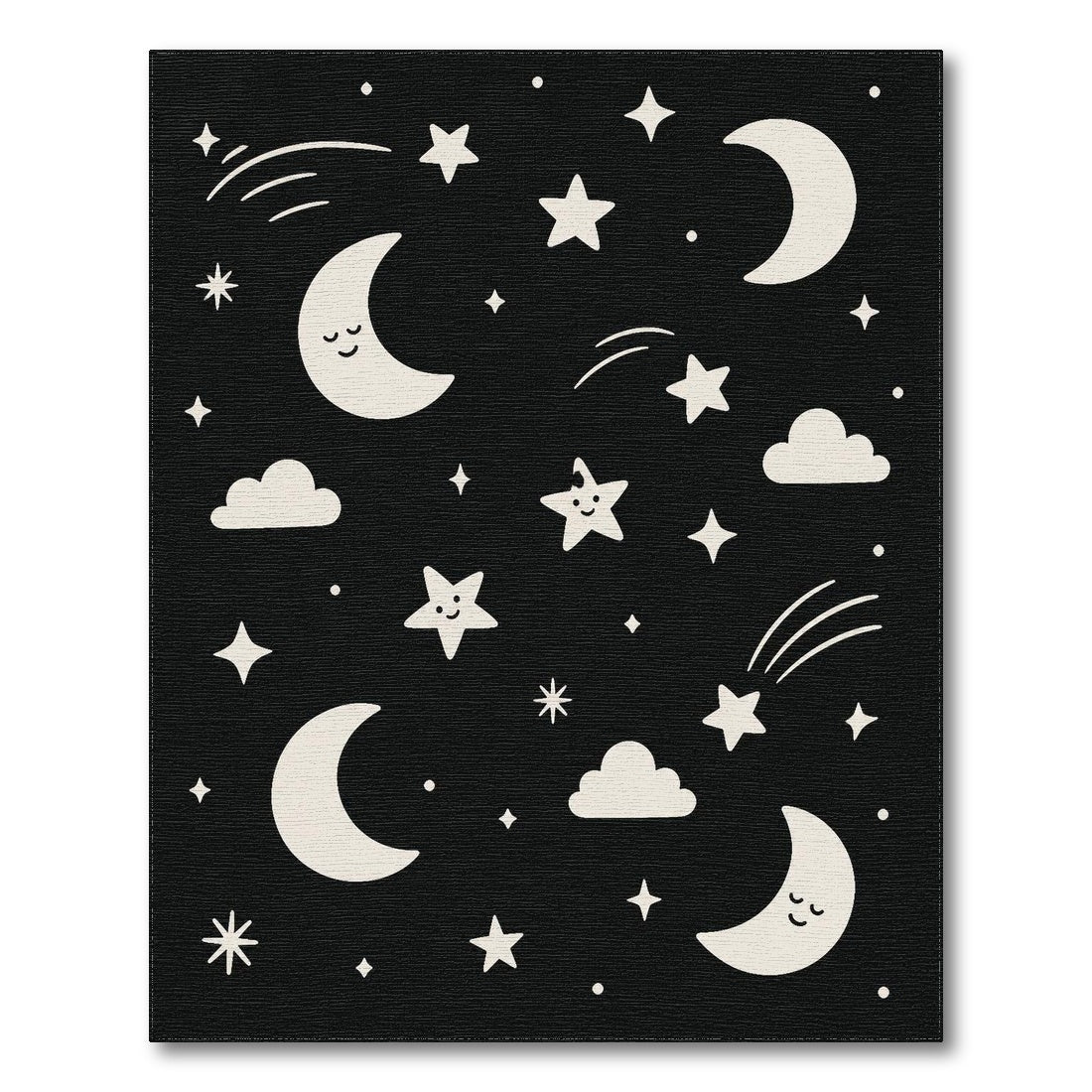 Celestial Moon Stars Kids Washable Area Rug