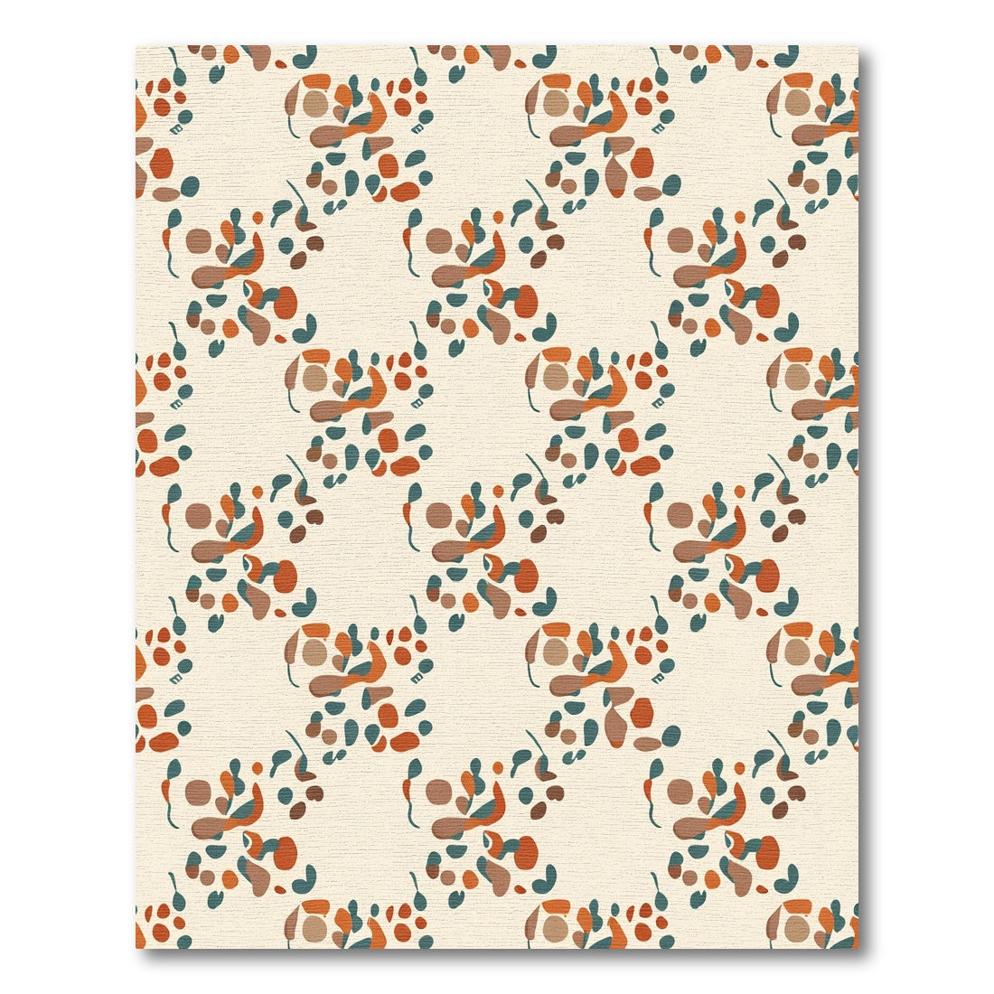 Abstract Terracotta Teal Organic Forms Rug