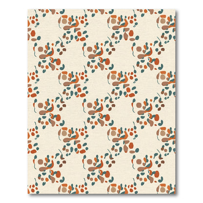 Abstract Terracotta Teal Organic Forms Rug