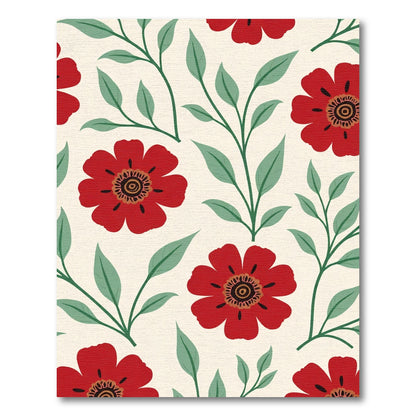Crimson Floral Vine Artwork Rug