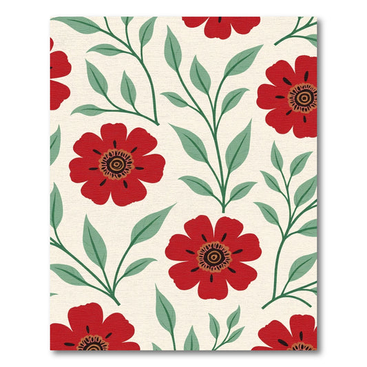 Crimson Floral Vine Artwork Rug