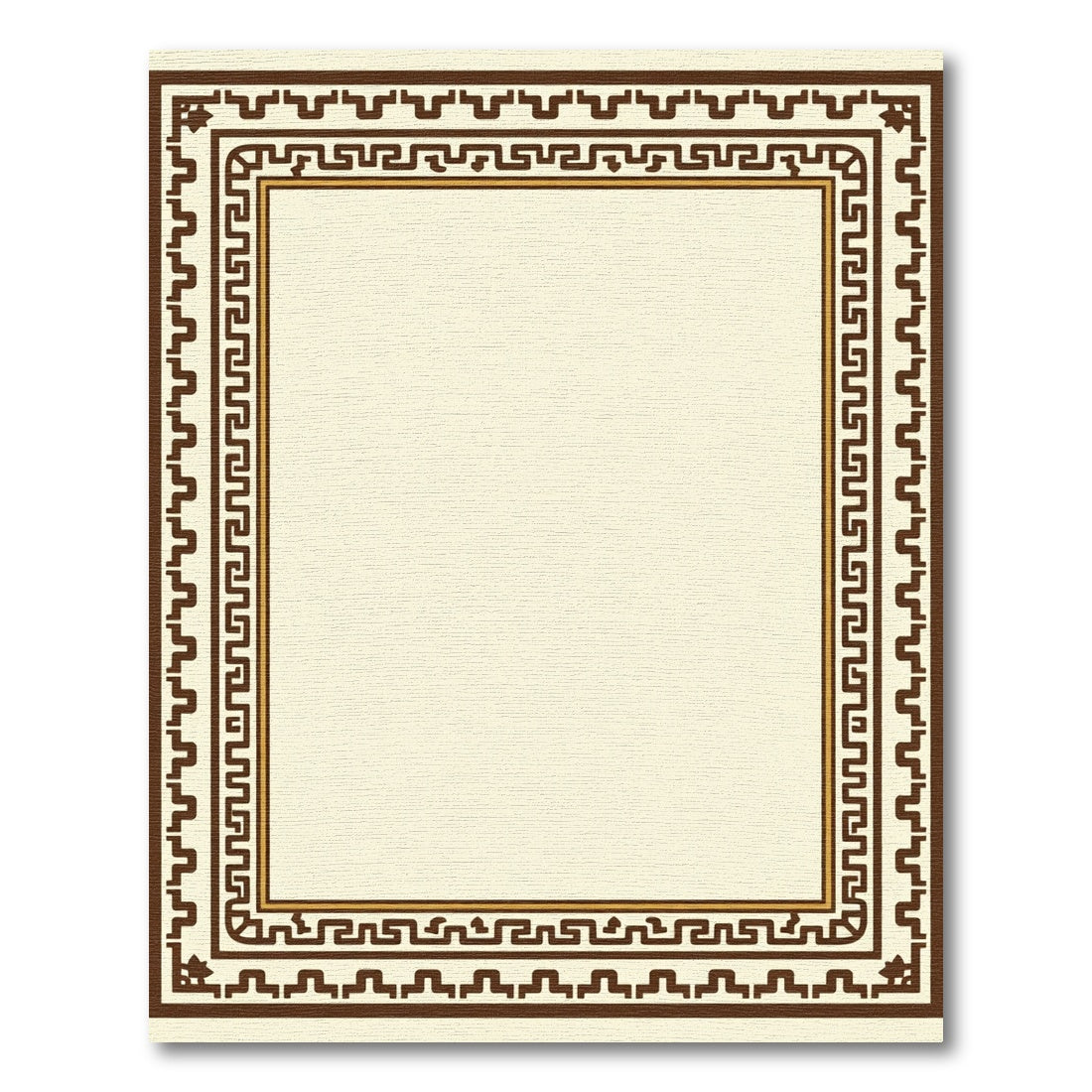 Brown Ivory Greek Key Frame Rug