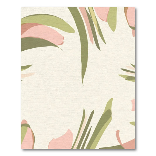 Soft Pink Green Abstract Floral Strokes Rug