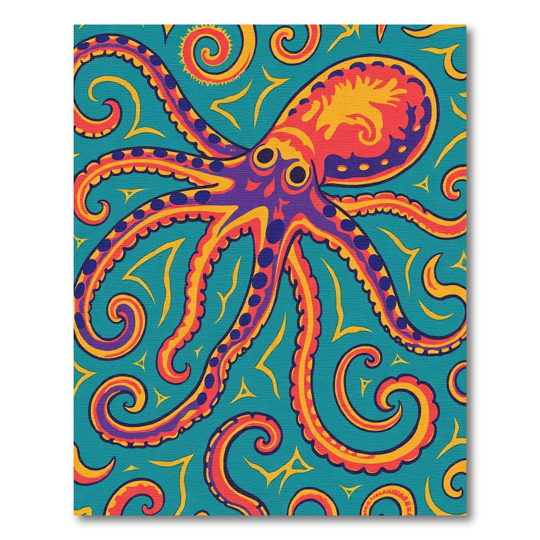 Vibrant Teal Octopus Swirl Rug