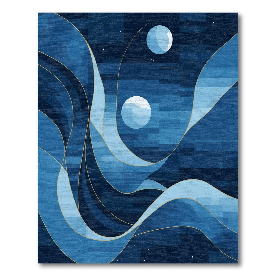 Deep Blue Mosaic Celestial Waves Rug