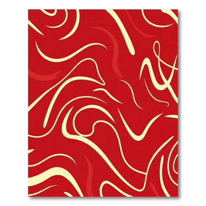 Crimson Swirl Abstract Curving Lines Rug