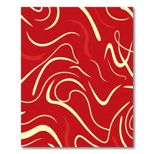 Crimson Swirl Abstract Curving Lines Rug